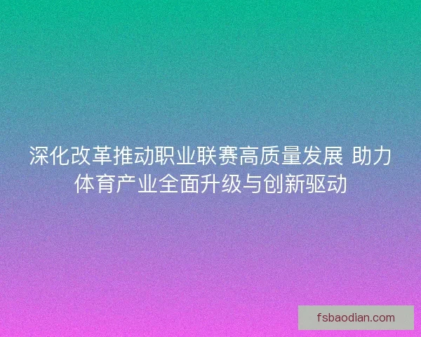 深化改革推动职业联赛高质量发展 助力体育产业全面升级与创新驱动